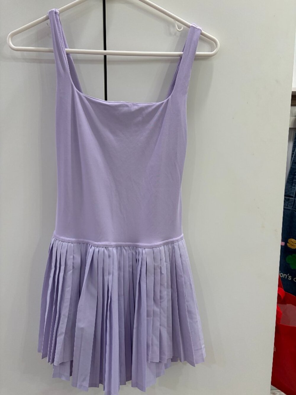 Offline By Aerie You Serve Lavender Pleated Dress w/Built-in Shorts & Bra XS EUC